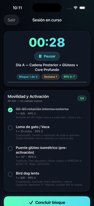Entrená con el reloj corriendo.