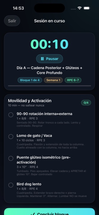 Entrená con el reloj corriendo.